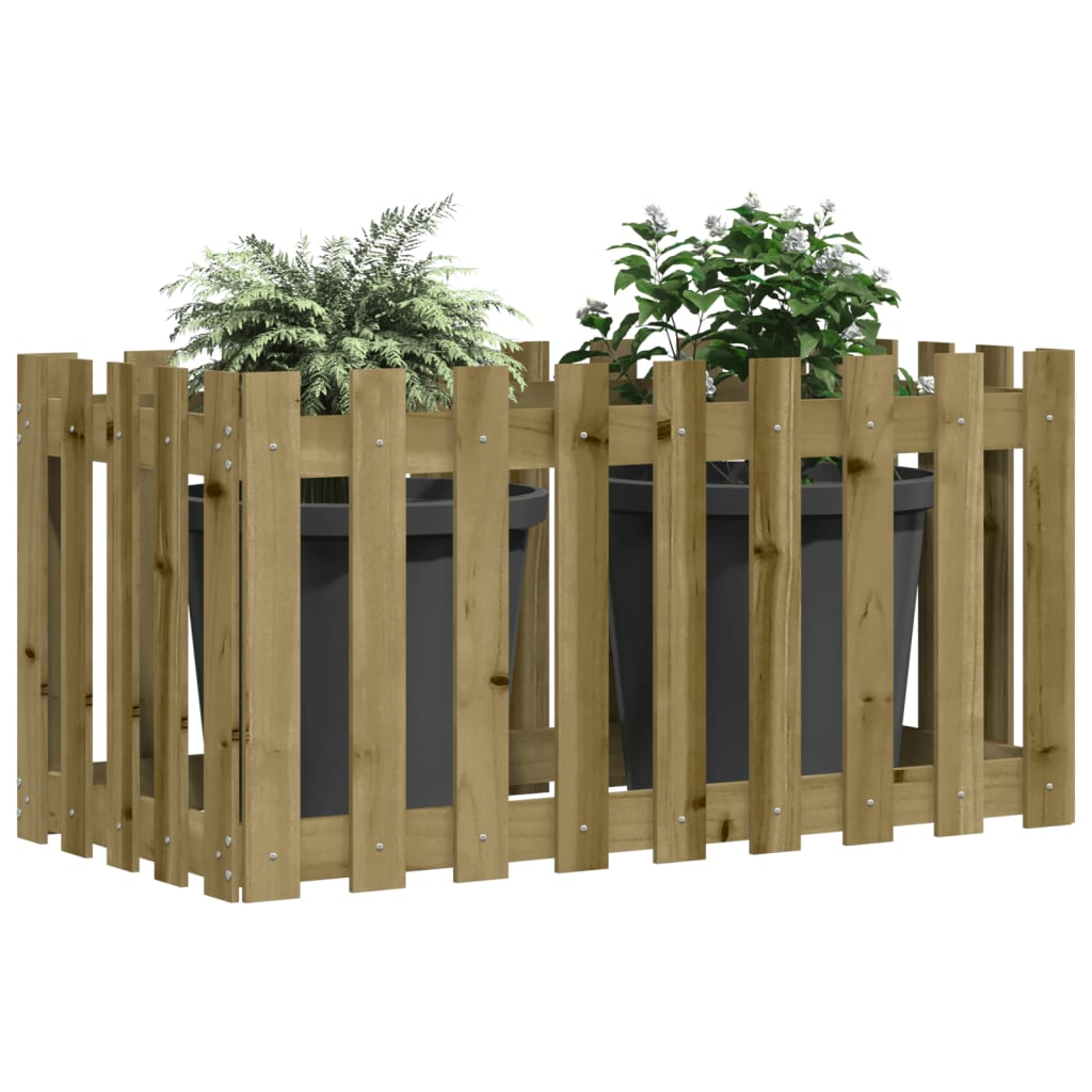 højbed med stakitdesign 100x50x70 cm imprægneret fyrretræ