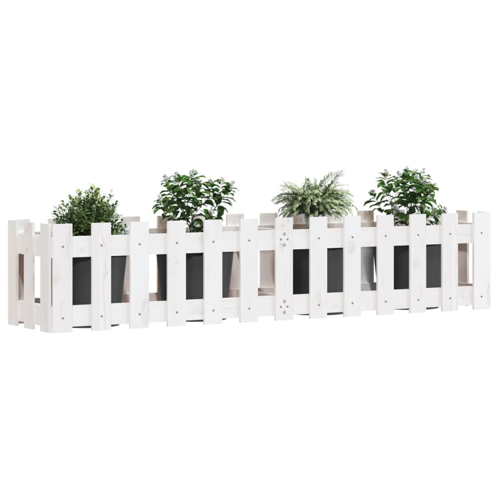 højbed med stakitdesign 150x30x30 cm massivt fyrretræ hvid