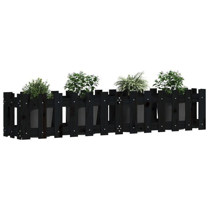 højbed med stakitdesign 150x30x30 cm massivt fyrretræ sort