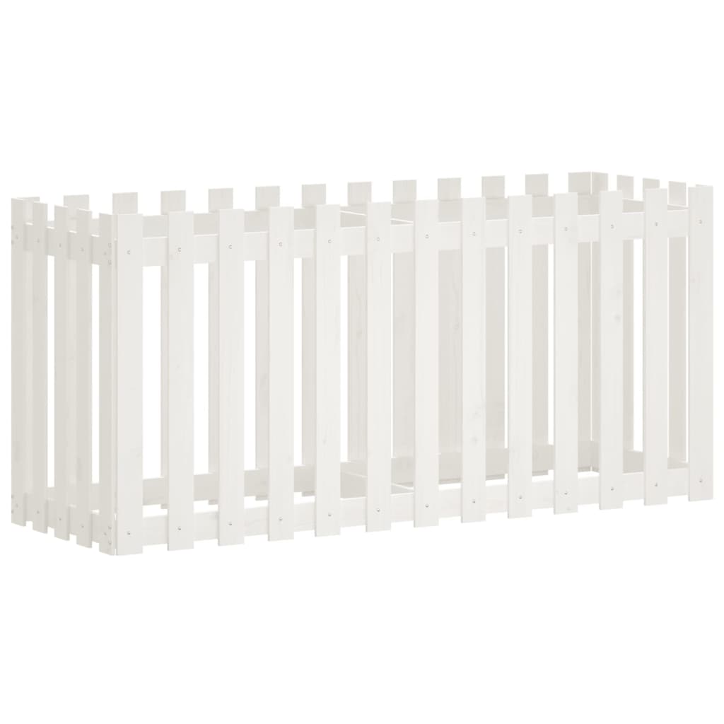 højbed med stakitdesign 150x50x70 cm massivt fyrretræ hvid