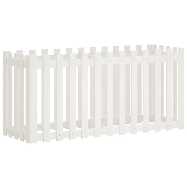 højbed med stakitdesign 150x50x70 cm massivt fyrretræ hvid