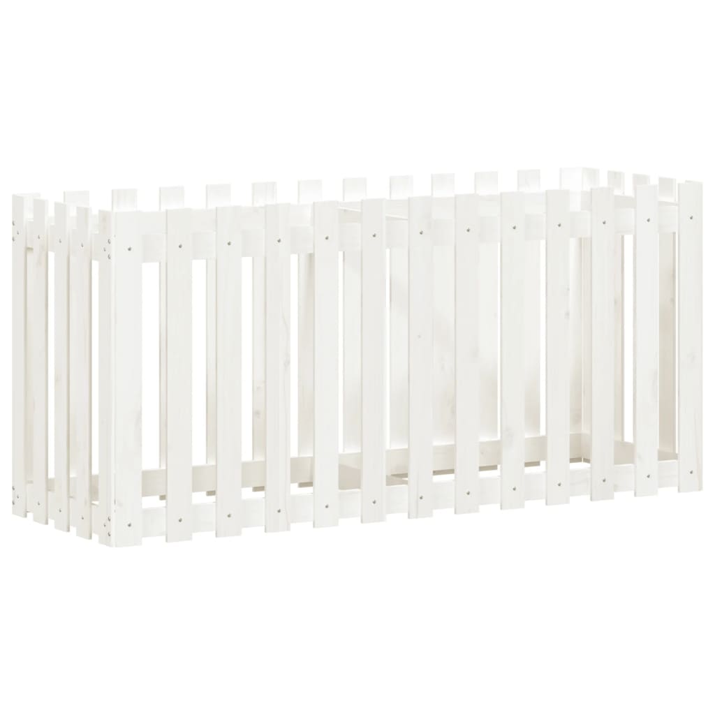 højbed med stakitdesign 150x50x70 cm massivt fyrretræ hvid
