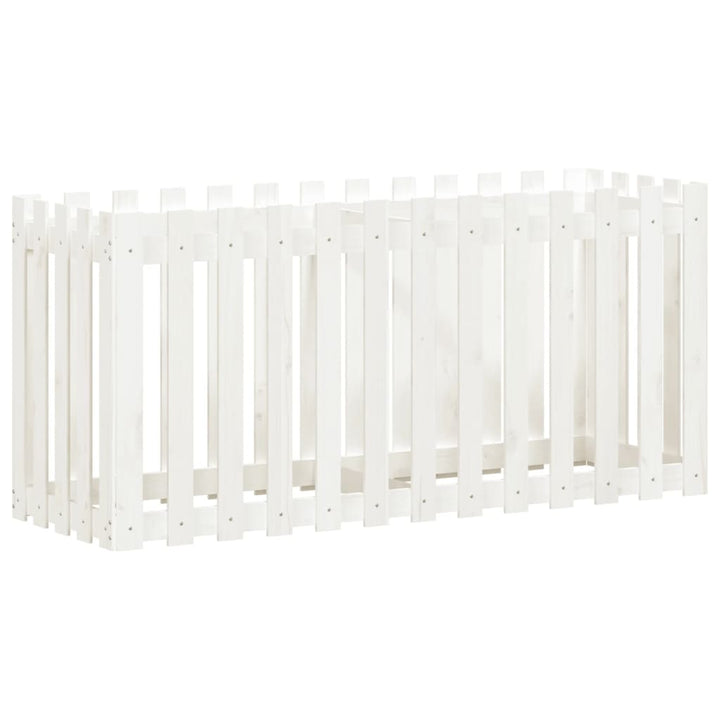 højbed med stakitdesign 150x50x70 cm massivt fyrretræ hvid
