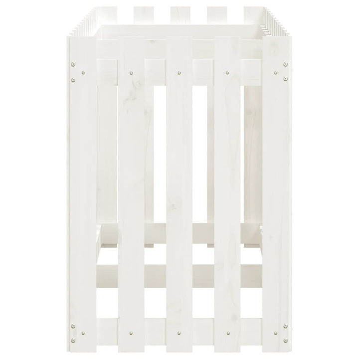 højbed med stakitdesign 150x50x70 cm massivt fyrretræ hvid