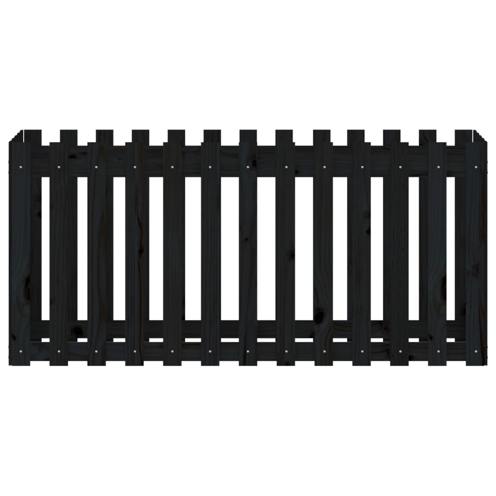 højbed med stakitdesign 150x50x70 cm massivt fyrretræ sort