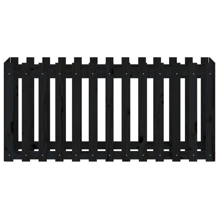 højbed med stakitdesign 150x50x70 cm massivt fyrretræ sort