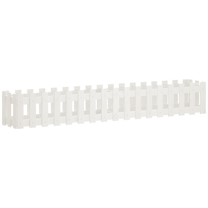 højbed med stakitdesign 200x30x30 cm massivt fyrretræ hvid