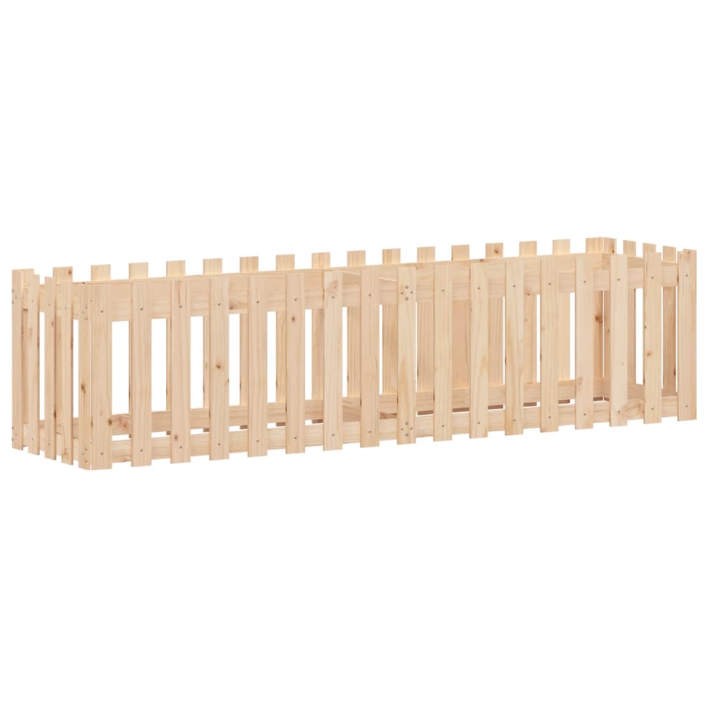 højbed med stakitdesign 200x50x50 cm massivt fyrretræ