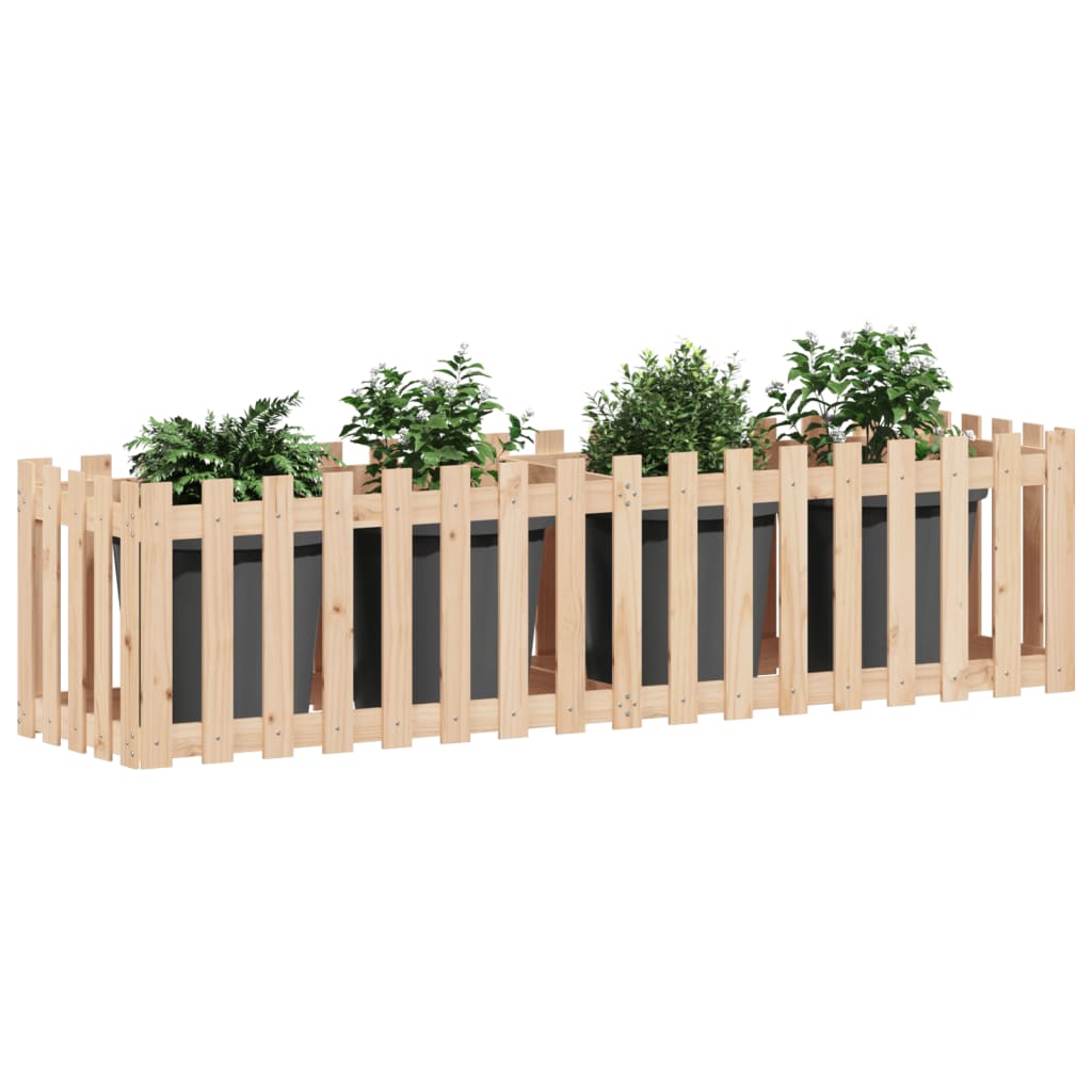højbed med stakitdesign 200x50x50 cm massivt fyrretræ