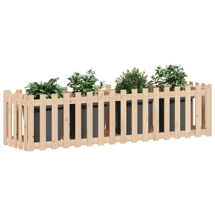 højbed med stakitdesign 200x50x50 cm massivt fyrretræ