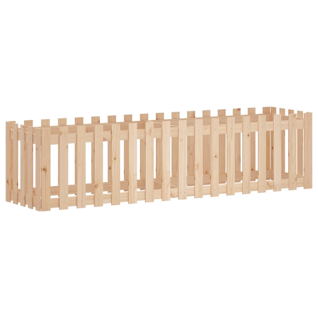 højbed med stakitdesign 200x50x50 cm massivt fyrretræ