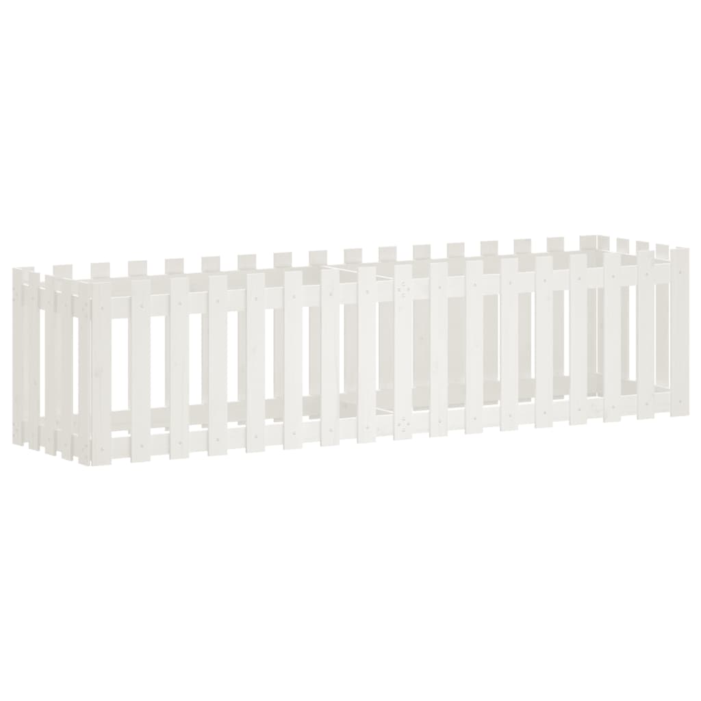 højbed med stakitdesign 200x50x50 cm massivt fyrretræ hvid