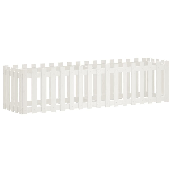 højbed med stakitdesign 200x50x50 cm massivt fyrretræ hvid