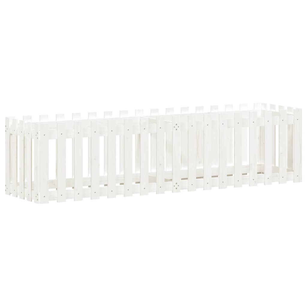 højbed med stakitdesign 200x50x50 cm massivt fyrretræ hvid