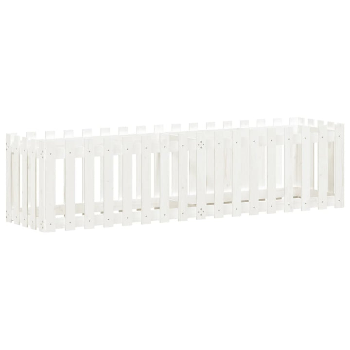 højbed med stakitdesign 200x50x50 cm massivt fyrretræ hvid
