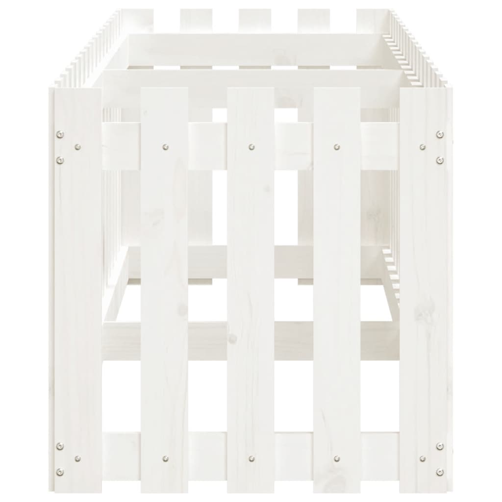 højbed med stakitdesign 200x50x50 cm massivt fyrretræ hvid