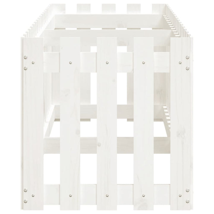 højbed med stakitdesign 200x50x50 cm massivt fyrretræ hvid