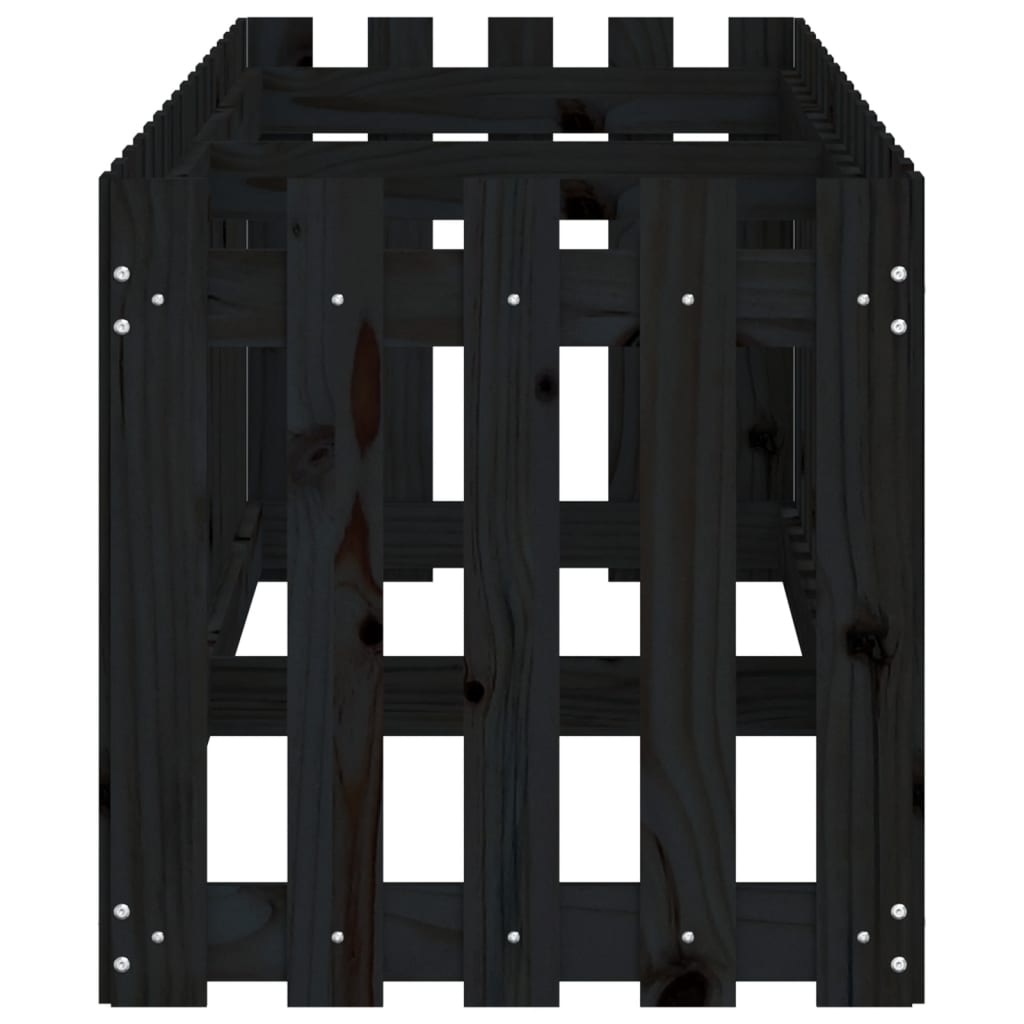 højbed med stakitdesign 200x50x50 cm massivt fyrretræ sort