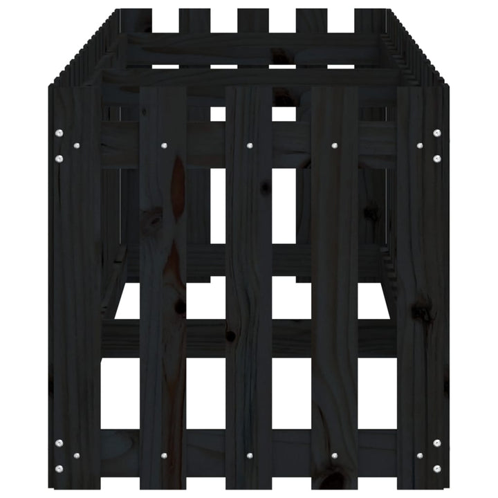 højbed med stakitdesign 200x50x50 cm massivt fyrretræ sort