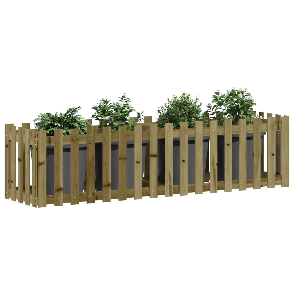 højbed med stakitdesign 200x50x50 cm imprægneret fyrretræ