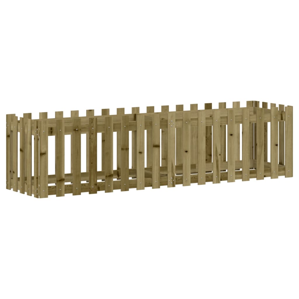 højbed med stakitdesign 200x50x50 cm imprægneret fyrretræ