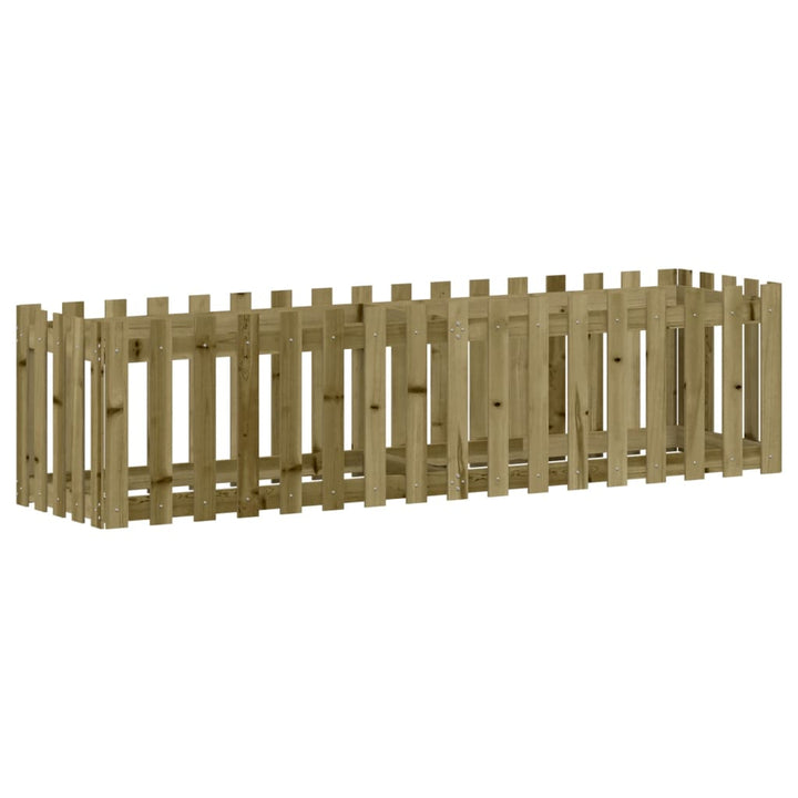 højbed med stakitdesign 200x50x50 cm imprægneret fyrretræ