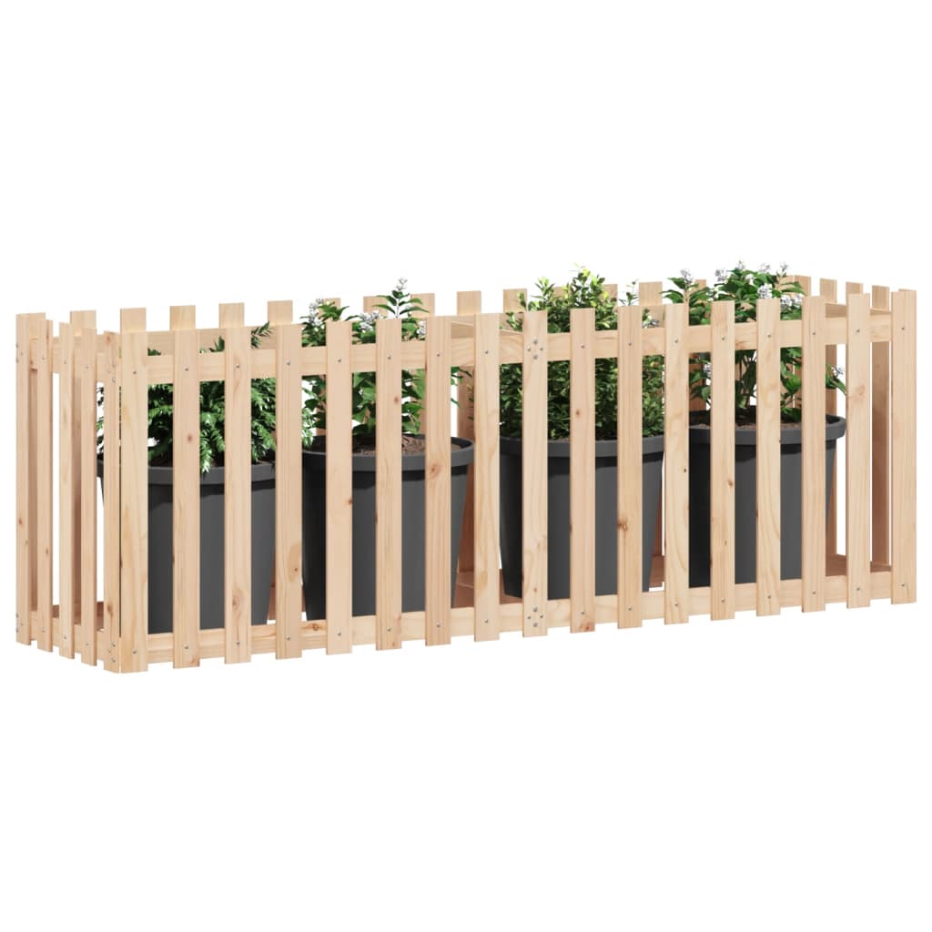 højbed med stakitdesign 200x50x70 cm massivt fyrretræ