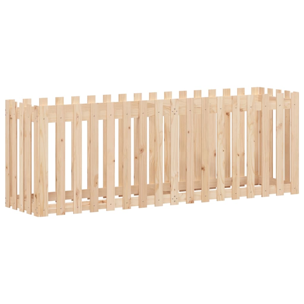 højbed med stakitdesign 200x50x70 cm massivt fyrretræ