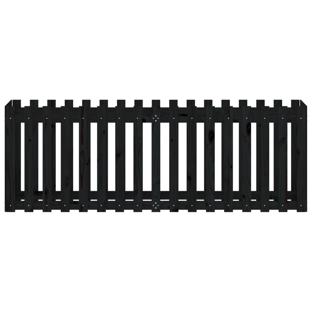 højbed med stakitdesign 200x50x70 cm massivt fyrretræ sort