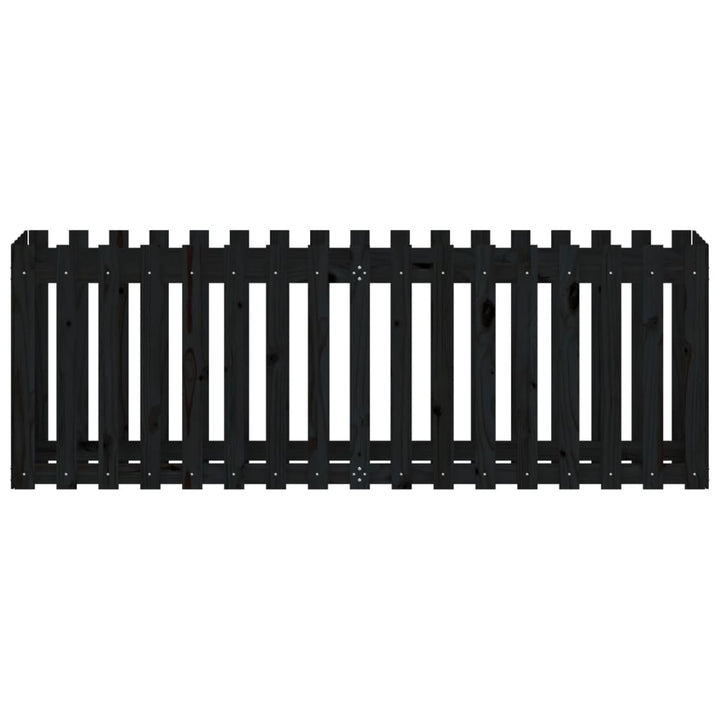 højbed med stakitdesign 200x50x70 cm massivt fyrretræ sort
