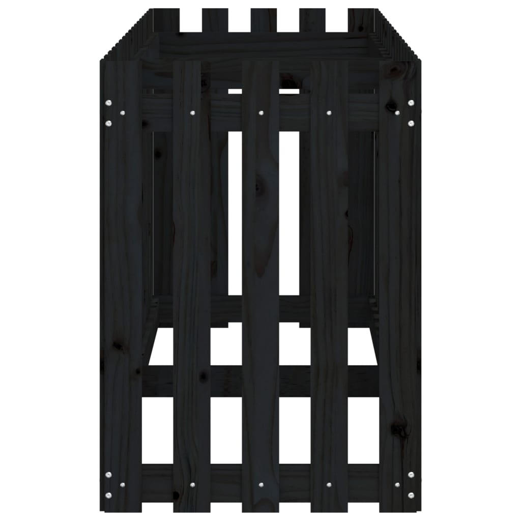 højbed med stakitdesign 200x50x70 cm massivt fyrretræ sort
