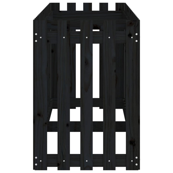 højbed med stakitdesign 200x50x70 cm massivt fyrretræ sort