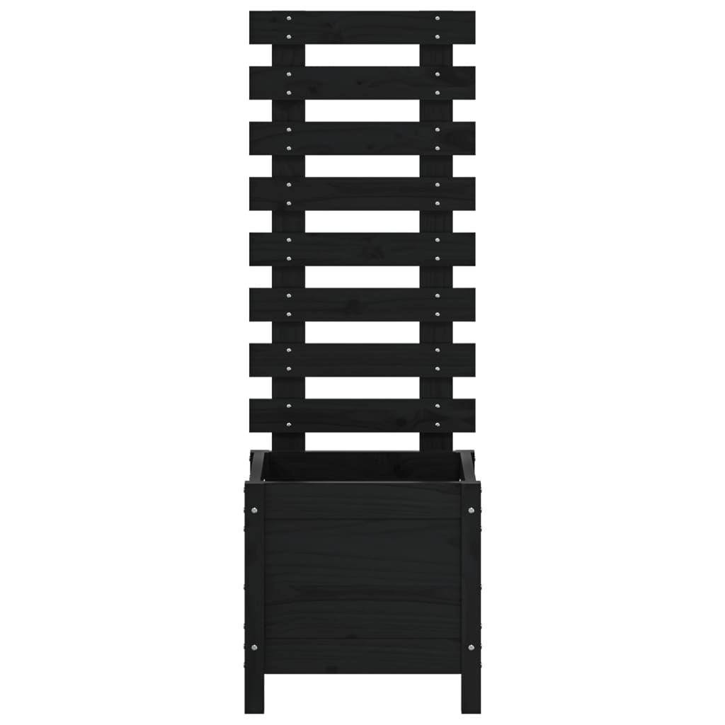 plantekasse med stativ 39x39,5x114 cm massivt fyrretræ sort