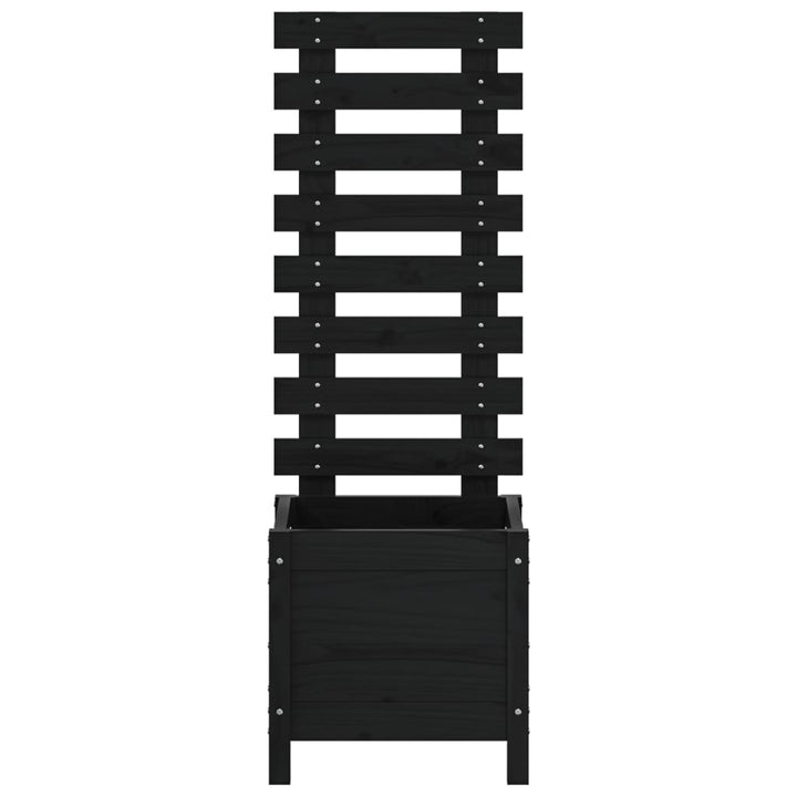 plantekasse med stativ 39x39,5x114 cm massivt fyrretræ sort