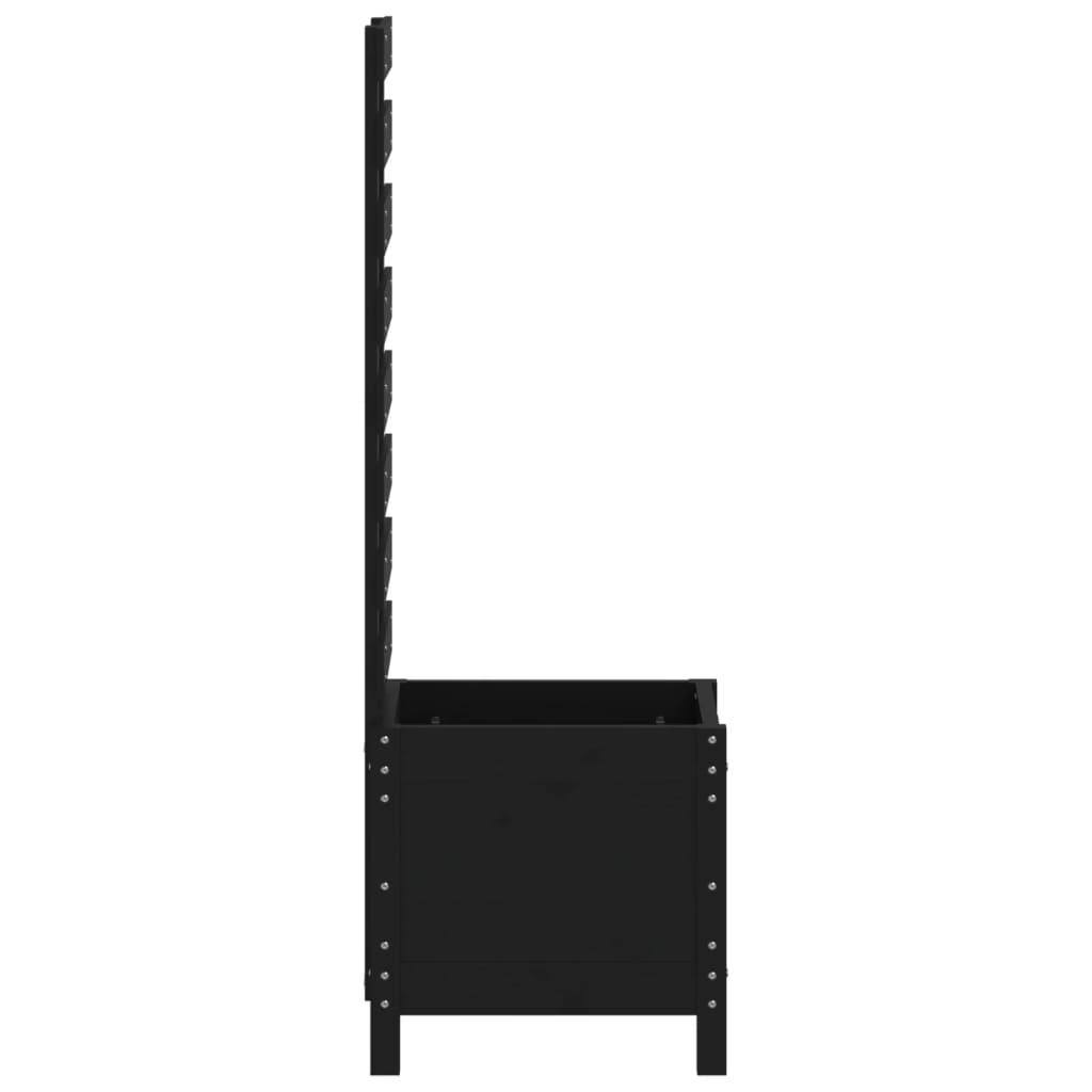 plantekasse med stativ 39x39,5x114 cm massivt fyrretræ sort