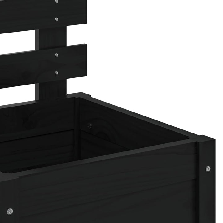 plantekasse med stativ 39x39,5x114 cm massivt fyrretræ sort