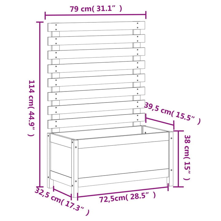 plantekasse med stativ 79x39,5x114 cm massivt douglasgran