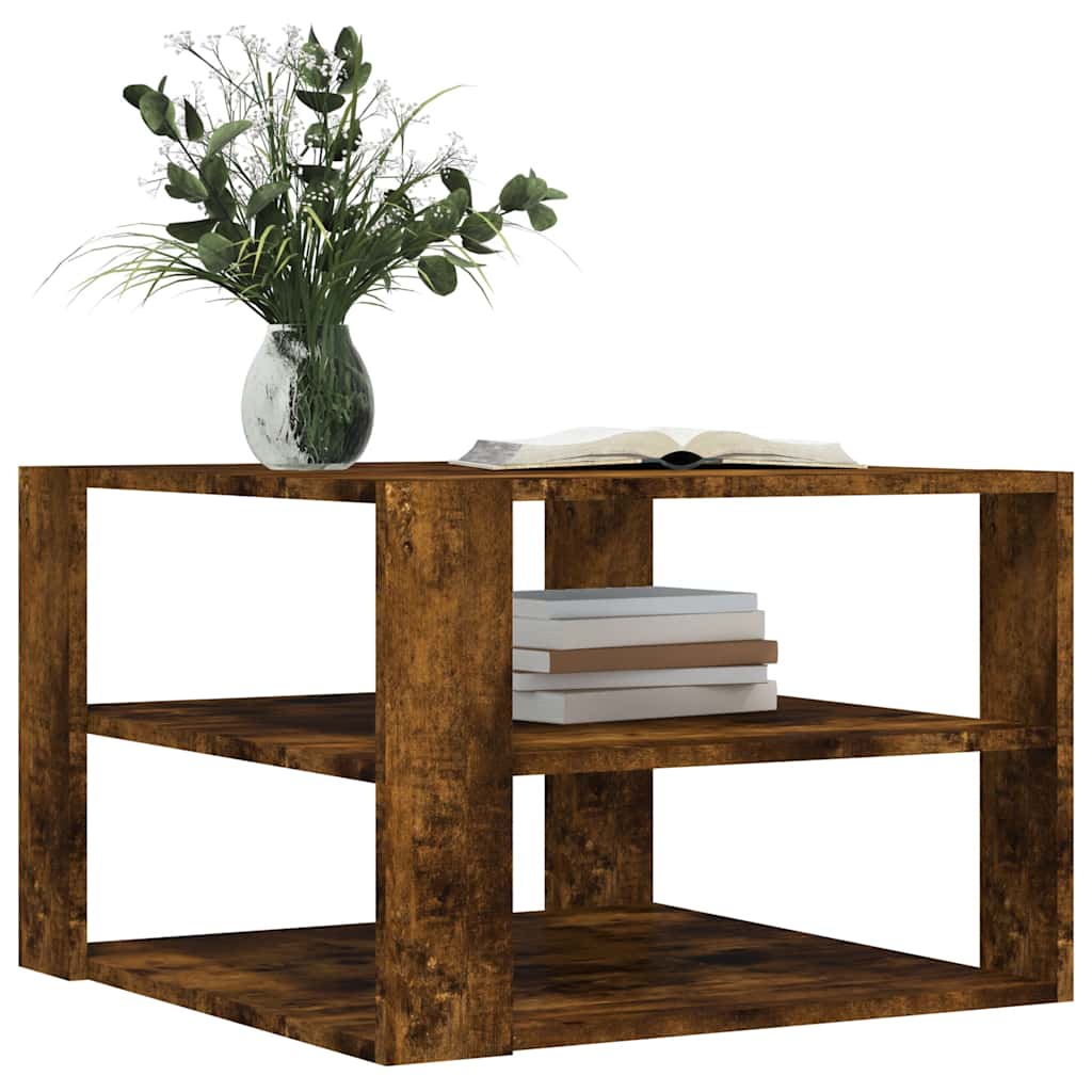 sofabord 58x58x40 cm konstrueret træ røget egetræsfarve