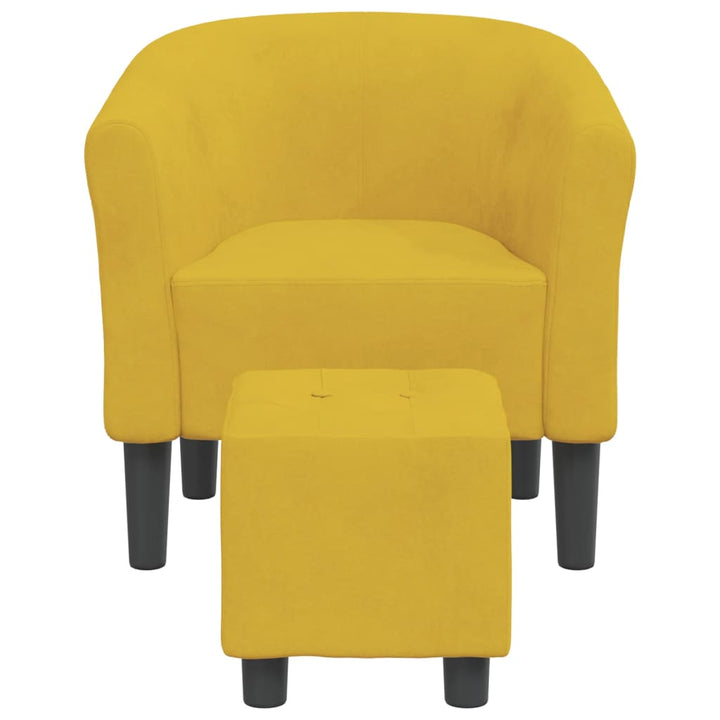 lænestol med fodskammel velour gul