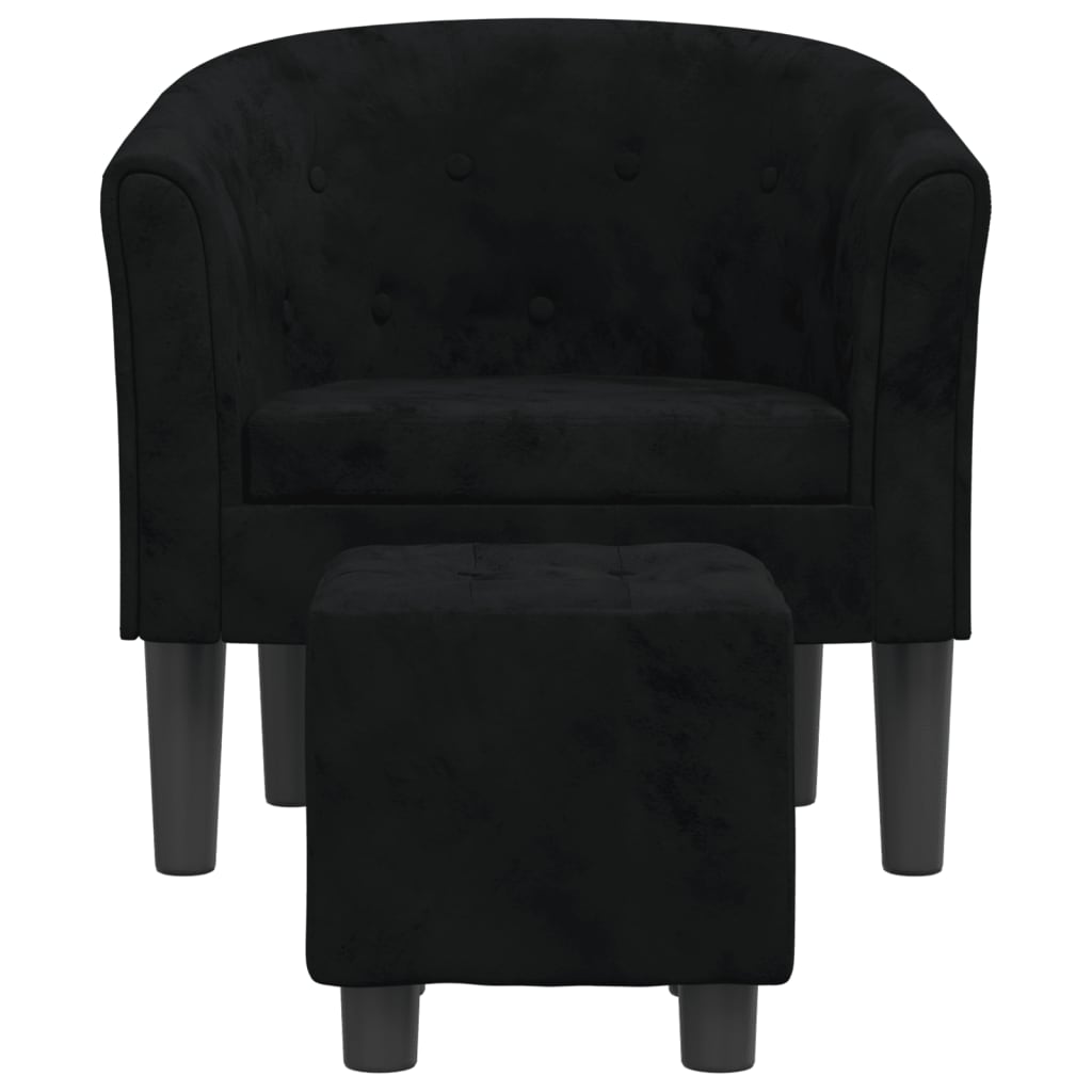 lænestol med fodskammel velour sort