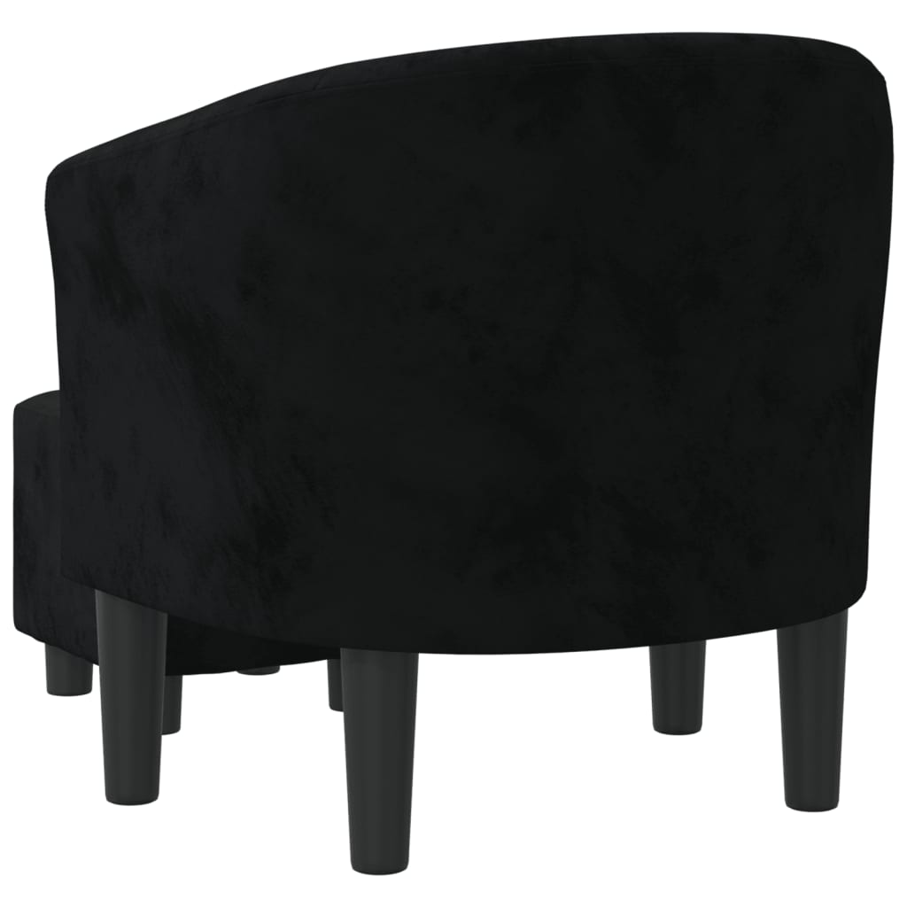 lænestol med fodskammel velour sort