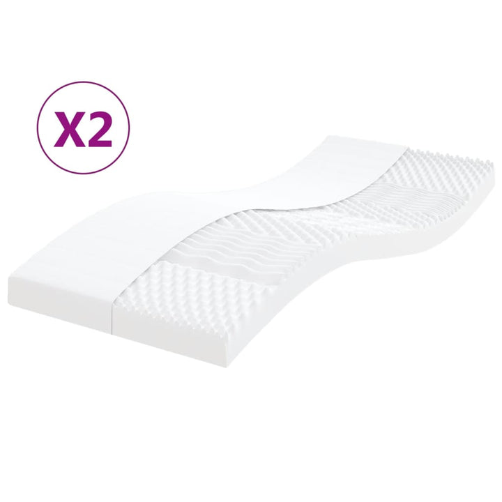 skummadrasser 2 stk. 90x200 cm 7 zoner hårdhed 20 ILD hvid