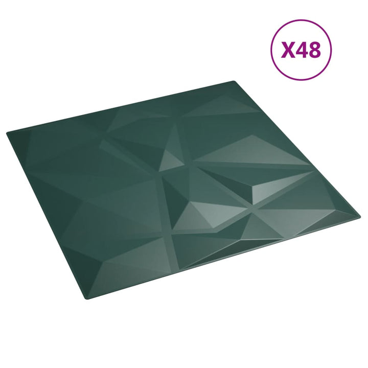 vægpaneler 48 stk. 50x50 cm 12 m² XPS diamant grøn