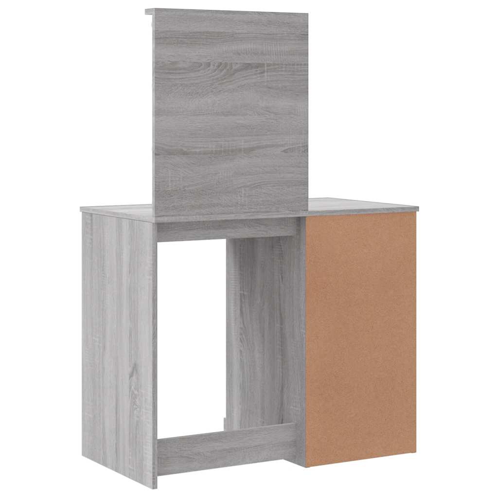 makeupbord med LED-lys 90x42x132,5 cm grå sonoma-eg