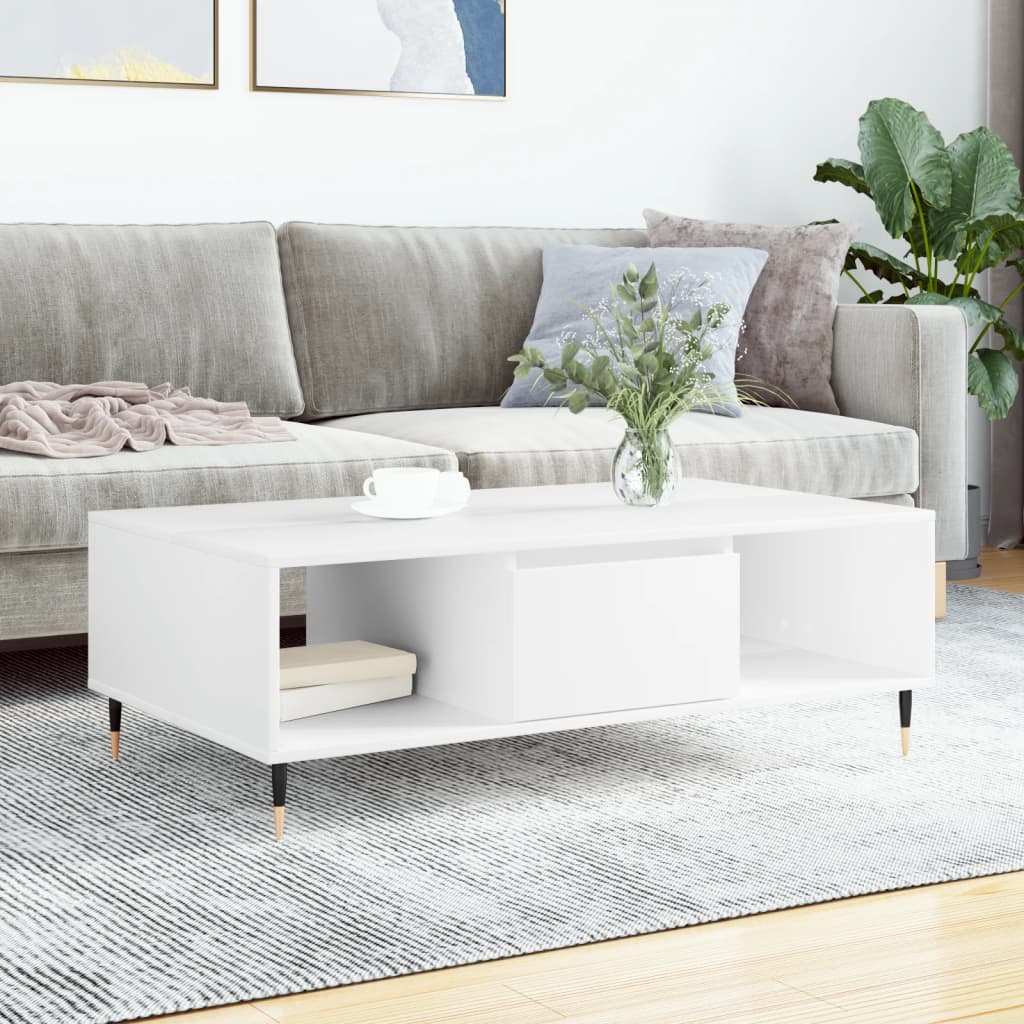 sofabord 104x60x35 cm konstrueret træ hvid
