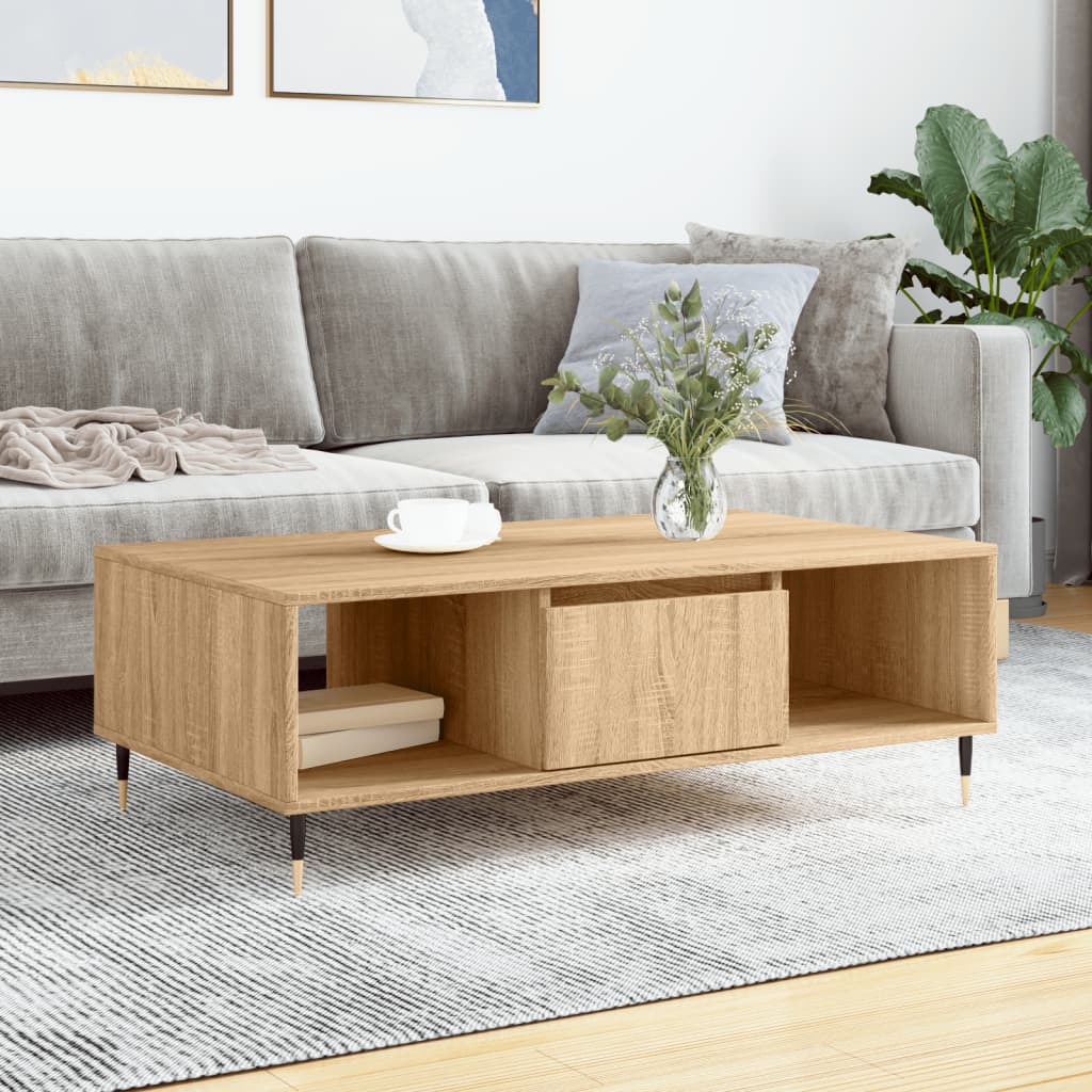 sofabord 104x60x35 cm konstrueret træ sonoma-eg