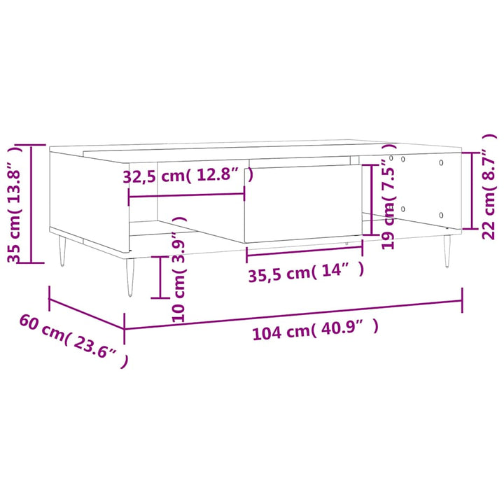 sofabord 104x60x35 cm konstrueret træ betongrå