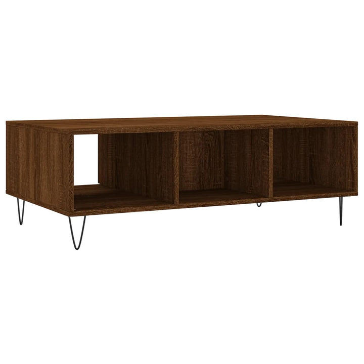 sofabord 104x60x35 cm konstrueret træ brun egetræsfarve