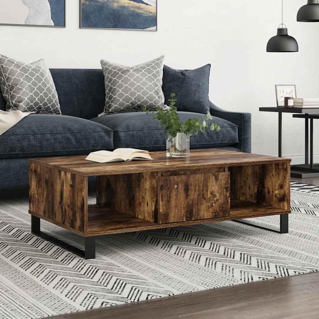 sofabord 104x60x35 cm konstrueret træ røget egetræsfarve