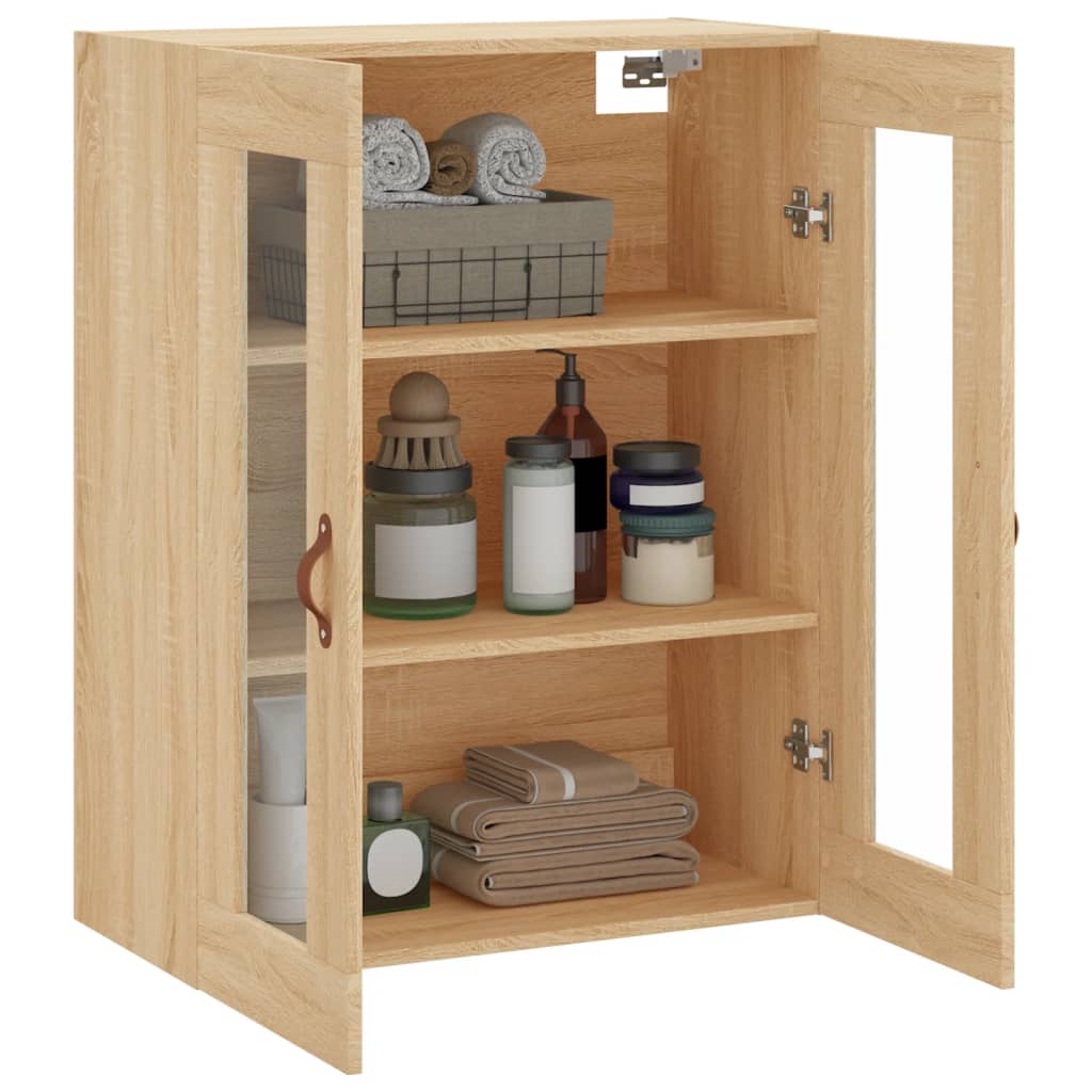 væghængt skab 69,5x34x90 cm konstrueret træ sonoma-eg